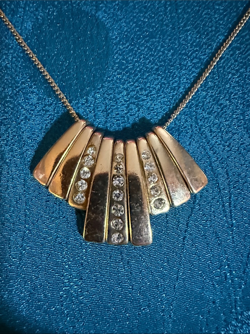 Gold-Tone Crystal Fan Pendant Necklace - Women Jewelry